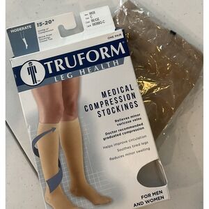 Compression Stockings 15-20‎ Truform Below Knee Support  Sz C Beige 9808